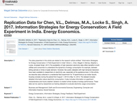 Replication Data for Chen, V.L., Delmas, M.A., Locke S., Singh, A. 2017. Information Strategies for Energy Conservation: A Field Experiment in India. Energy Economics