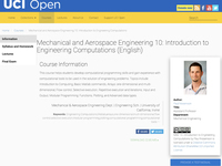 Mechanical and Aerospace Engineering 10: Introduction to Engineering Computations