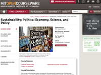 Sustainability: Political Economy, Science, and Policy