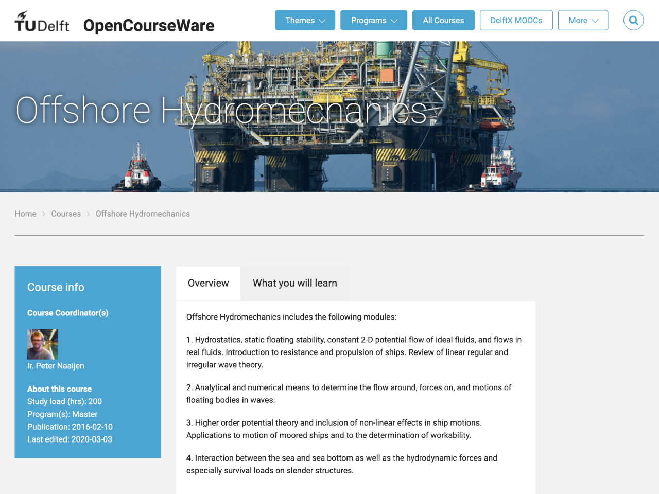 Offshore Hydromechanics