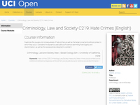 Criminology, Law and Society C219: Hate Crimes