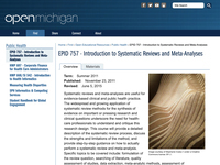 EPID 757 - Introduction to Systematic Reviews and Meta-Analyses