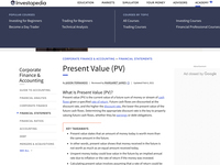 Investopedia-Present Value (PV)