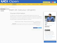 Math 2A: Calculus I