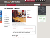 Microeconomic Theory IV