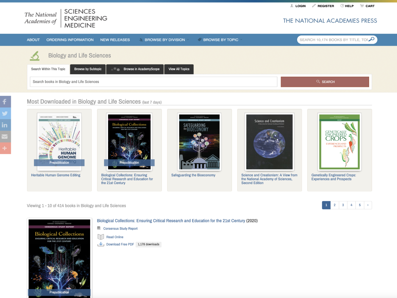 National Academies Press (Biology and Life Sciences)