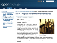 HMP 607 - Corporate Finance for Health Care Administrators