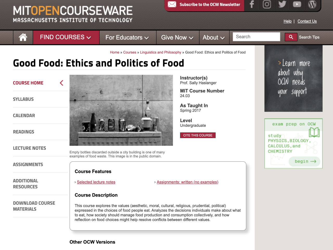 Good Food: Ethics and Politics of Food