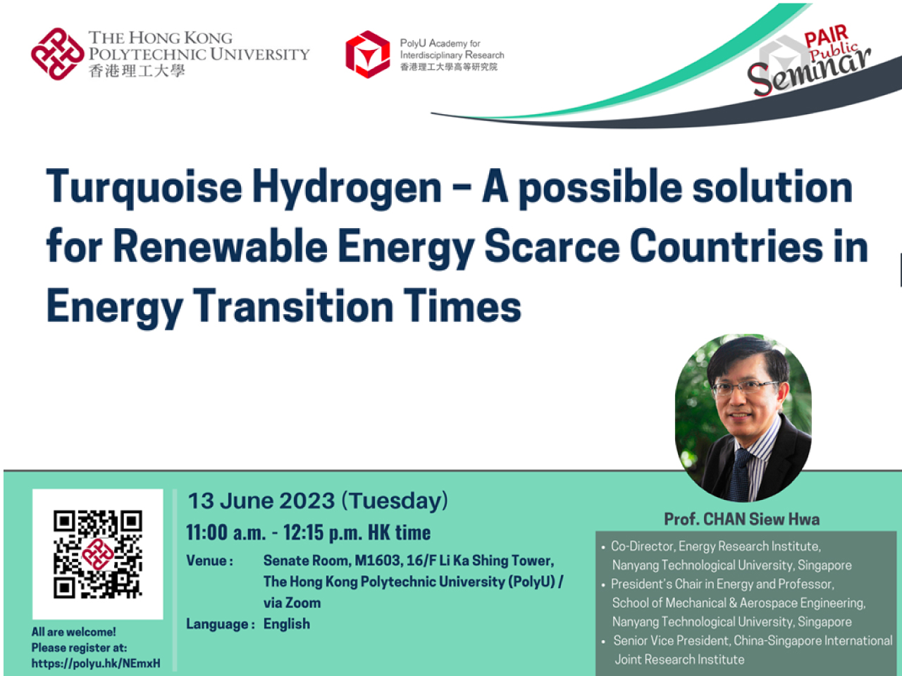 PAIR public seminar : turquoise hydrogen – a possible solution for renewable energy scarce countries in energy transition times