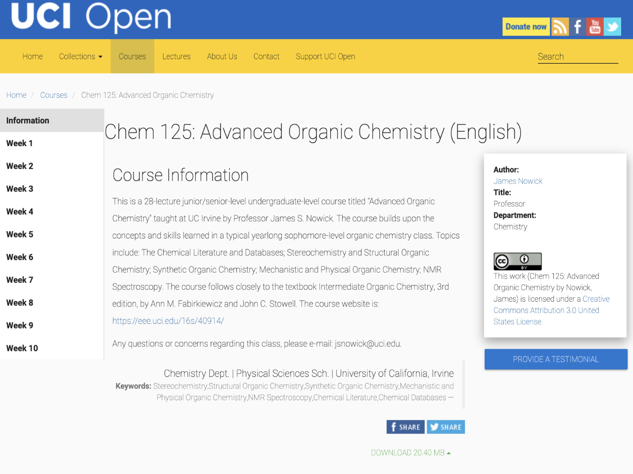 Chem 125: Advanced Organic Chemistry
