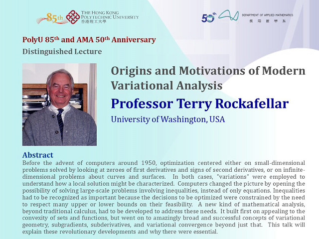 link to PolyU 85th and AMA 50th anniversary distinguished lecture : Origins and motivations of modern variational analysis