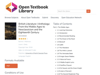 British Literature I Anthology: From the Middle Ages to Neoclassicism and the Eighteenth Century