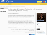 Mechanical and Aerospace Engineering 165: Advanced Manufacturing Choices
