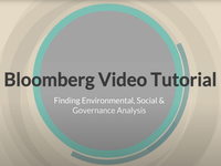 Bloomberg Video Tutorial:  Finding Environmental, Social & Governance Analysis
