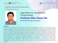 PolyU 85th and  AMA 50th anniversary distinguished lecture : Algorithms for semidefinite programming
