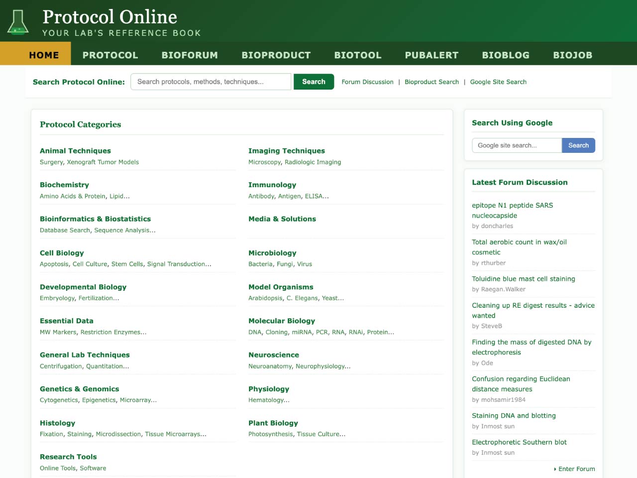 Protocol Online: Your Lab's Reference Book