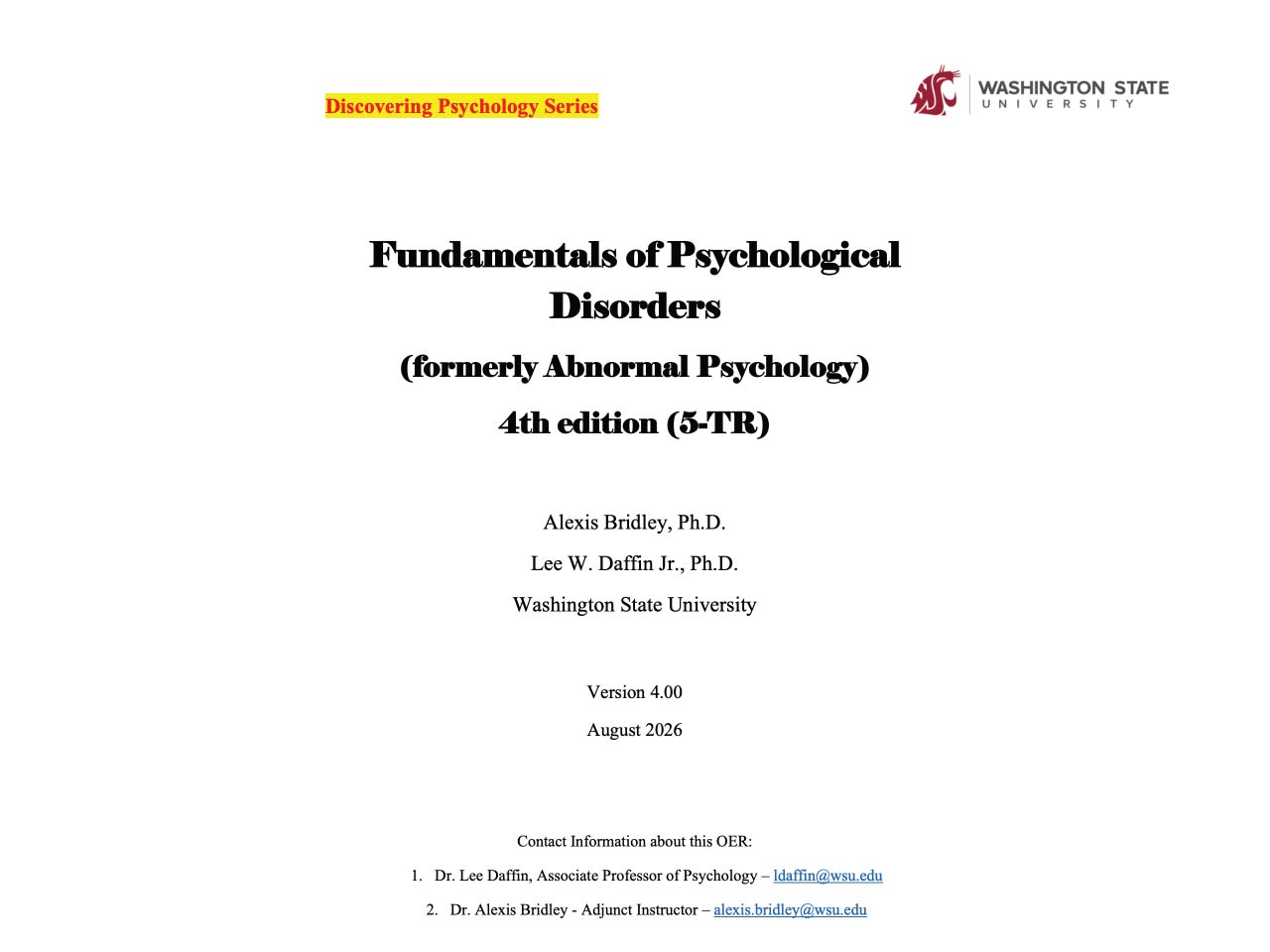 Fundamentals of Psychological Disorders