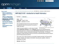 HMP 668/SI 542 - Introduction to Health Informatics