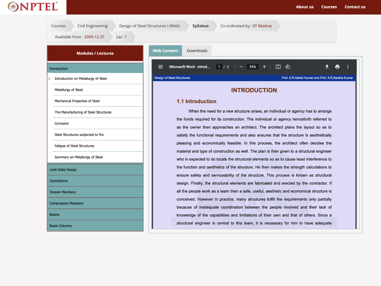 NPTEL: Design of Steel Structures I