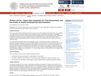 Basic Sign Language for First Responders and the Public in Health Emergencies and Disasters
