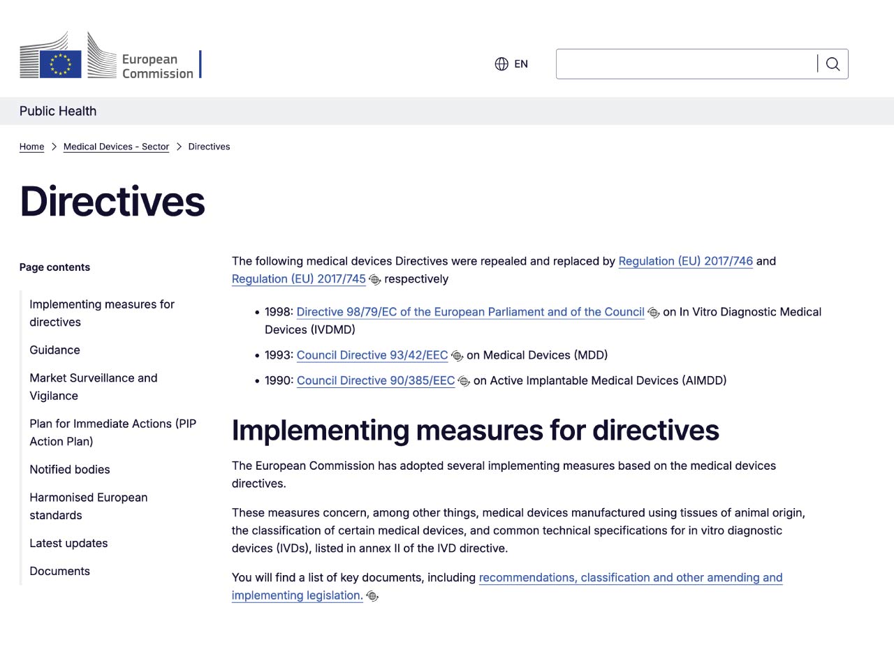European Commission Medical Directives